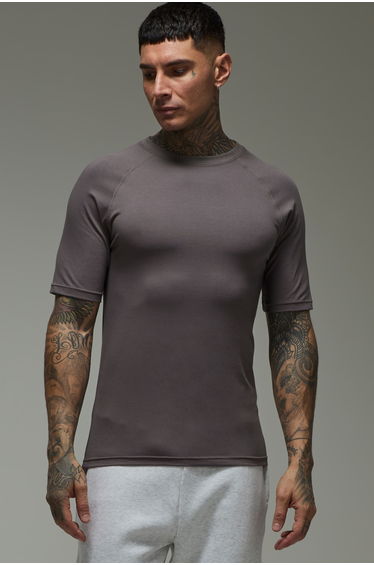 Tall Man Active Gym Raglan Muscle fit T-shirt - charcoal