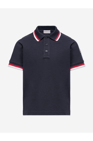 Moncler Enfant Boys Cotton Polo Shirt in Navy