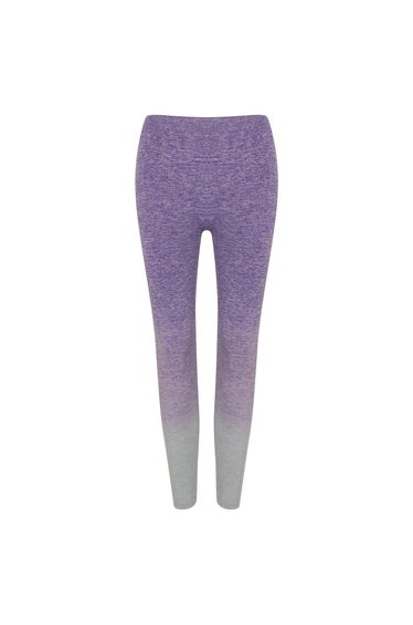 Tombo Womens/Ladies Seamless Fade Out Leggings - Purple/Light Grey Marl