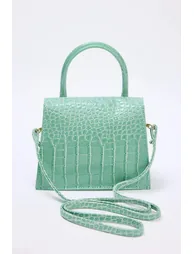 Mint Textured Cross Strap Women's Mini Size City Bag - 2