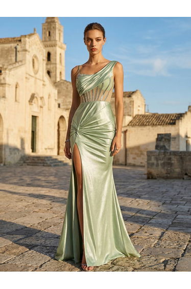 Leely Women's Elegant One Shoulder Sleeveless Prom Dress