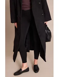 Black PU Ruched Trim Boat Loafer