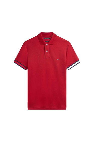 Tommy Hilfiger Mens Liquid Cuffed Slim Polo Shirt - Red