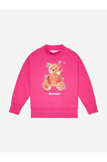 Palm Angels Girls Sticker Bear Regular Sweatshirt in Pink