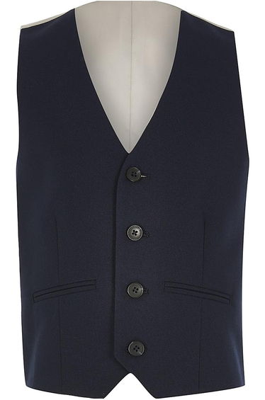 Boys Navy Button Up Waistcoat