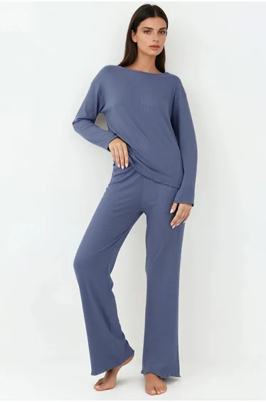 High Waist Long Sleeve Pajama Set