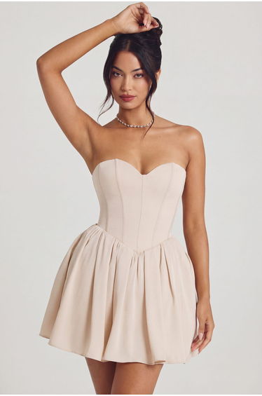 Corset Tulle Mini Dress in Ivory