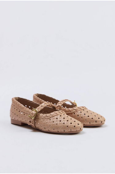 Camel Women's Knitted Women's Mary Jane Ballerina Flats