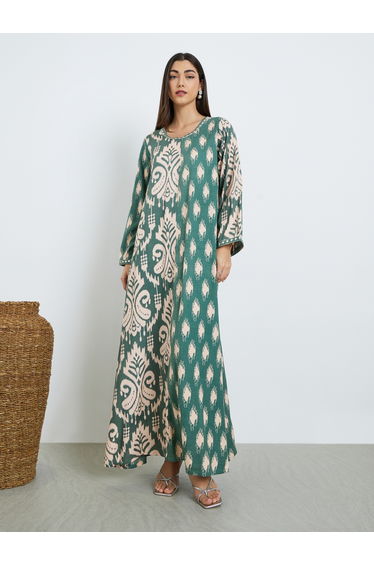 Women Green Printed A-Line Jalabiya