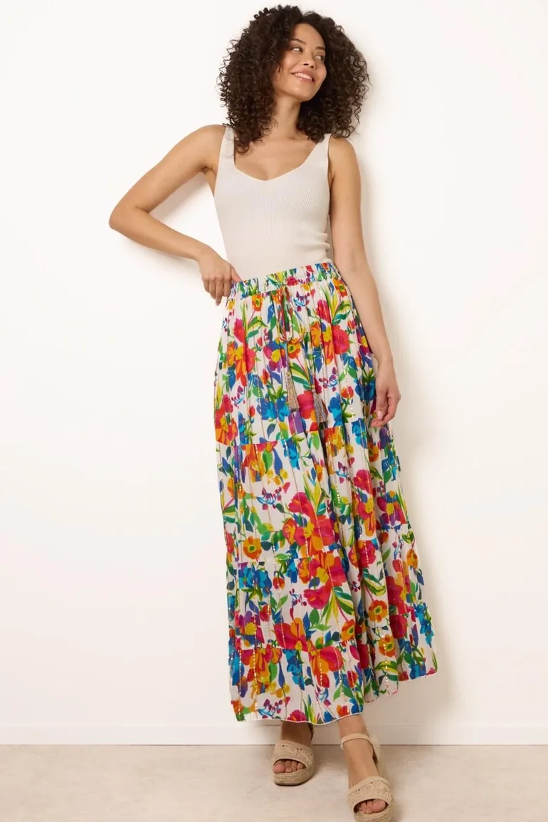 Tiered Bright Maxi Skirt
