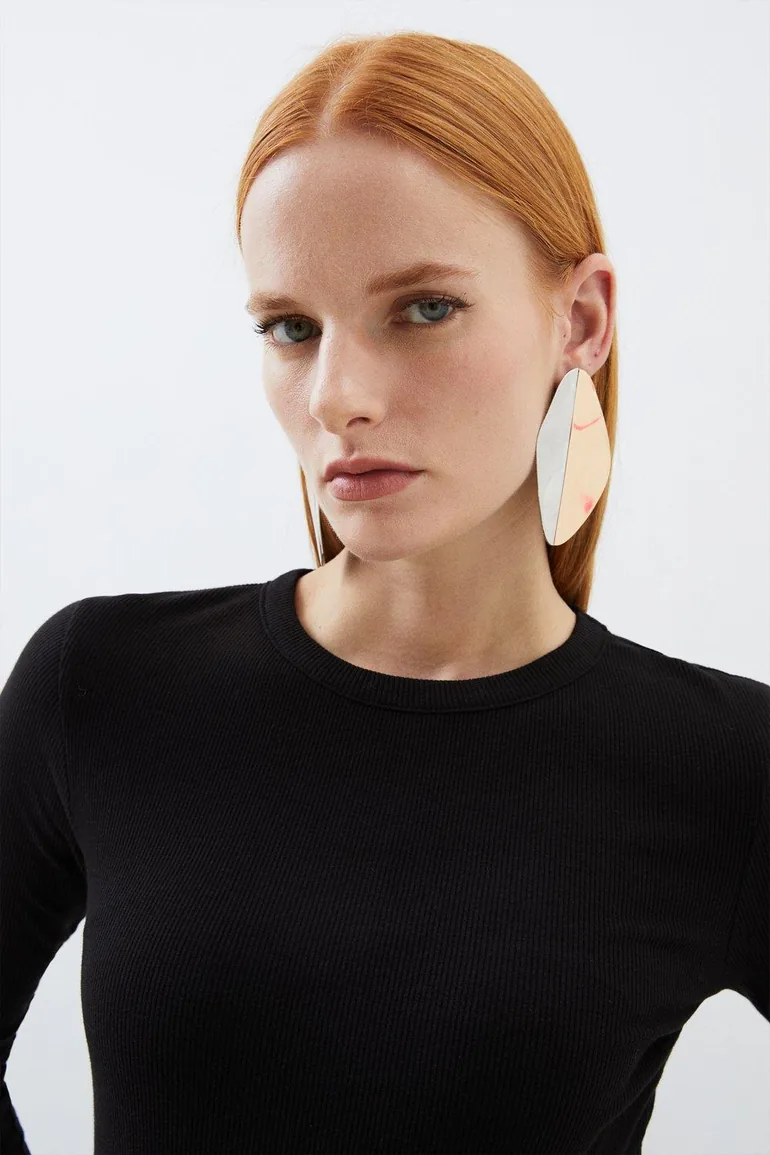 Compact Jersey Long Sleeve Ribbed Top - 2