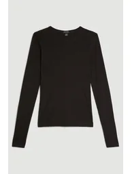 Compact Jersey Long Sleeve Ribbed Top - 3