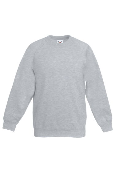 Fruit Of The Loom Childrens Unisex Raglan Sleeve Sweatshirt - Heather Grey