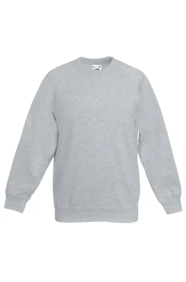 Fruit Of The Loom Childrens Unisex Raglan Sleeve Sweatshirt - Heather Grey