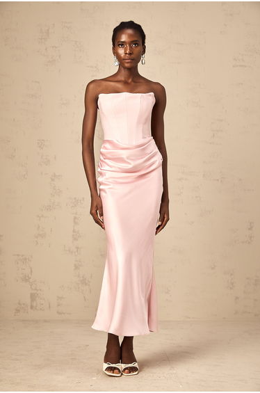 Aurore Pink Off-Shoulder Maxi Dress
