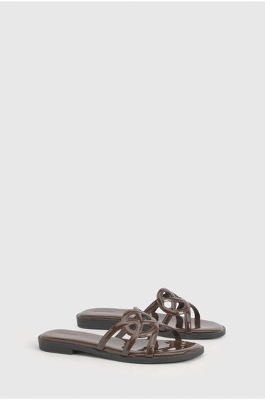 Cut Out Flat Sliders - brown