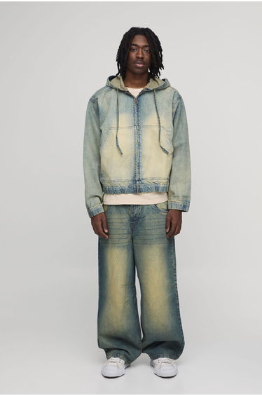 Washed Barrel Fit Co-Ord Jeans - stonewash