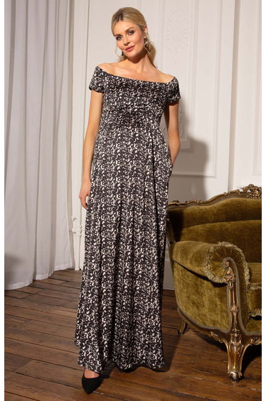 Carmen Maternity Gown (Monochrome Flourish)