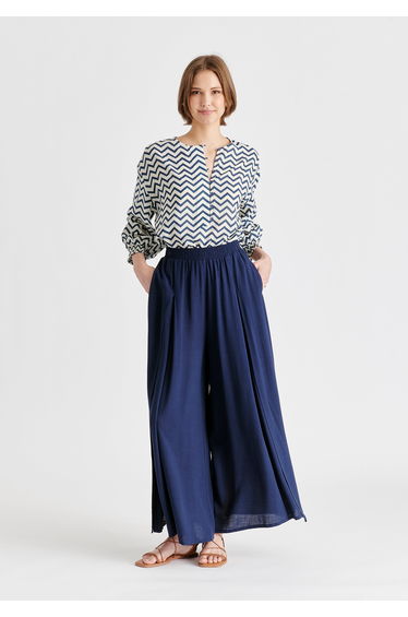 Flowy Palazzo Trousers with Open Front Splits