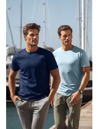 Navy Blue-Blue Men's Basic Slim Fit 100% Cotton 2-Pack Short Sleeved T-Shirt