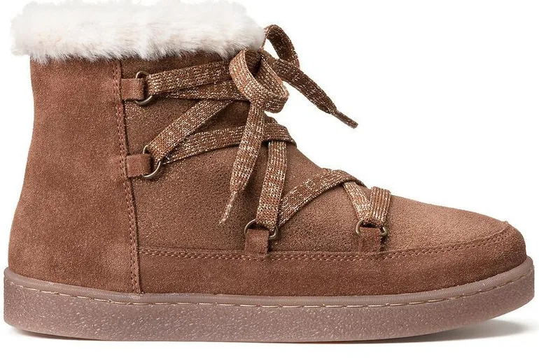 Kids Leather Ankle Boots with Faux Fur Lining