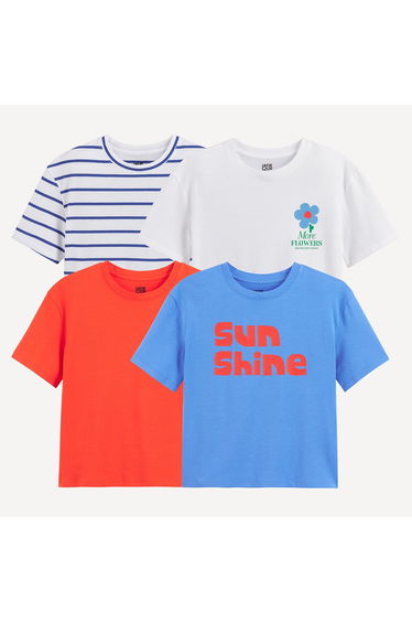 Pack of 4 Short Sleeve T-Shirts with Crew Neck