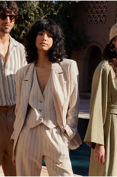 فيست قطن كتان مخطط - بيج