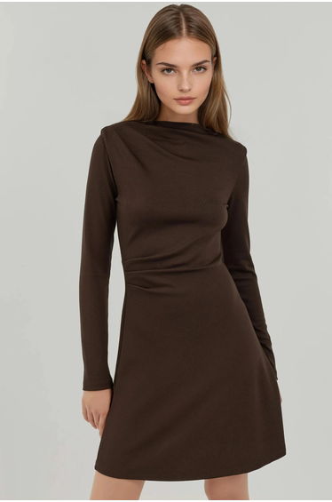 Drapped Mini Dress with Crew Neck