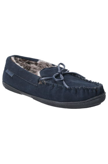 Hush Puppies Mens Ace Slip On Leather Slipper - Navy