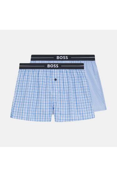 Men's Boss 2 Pack of Cotton Pyjama Shorts in Blue