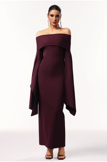Zaria Off The Shoulder Long Sleeves Maxi Dress