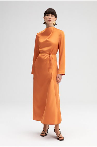 SATIN DRESS WITH BELT