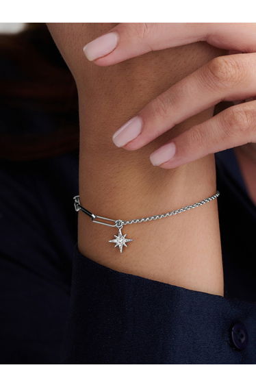 Olivia Burton Celestial North Star Mismatch Bracelet in Silver