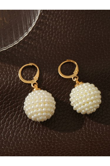 Faux Pearl Ball Drop Earrings