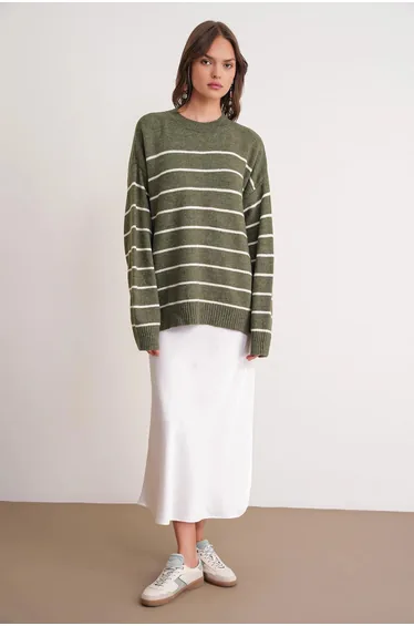 Mixray Striped Knit Pullover Sweater
