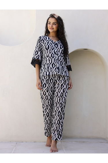 Tribal Printed Cotton Top and Pyjama Set