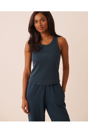 Ribbed Cotton Cami with Shelf Bra