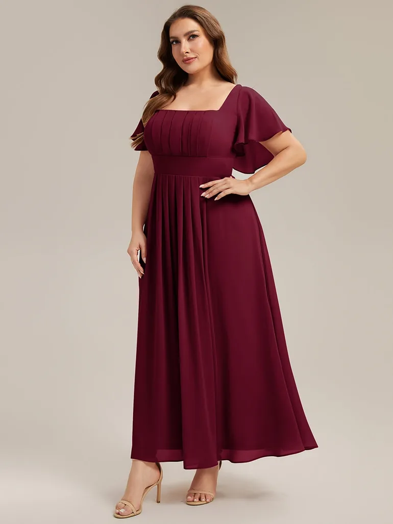 ever AVIEL|Ruched Chiffon Ruffle Sleeve Bridesmaid Dress - 8