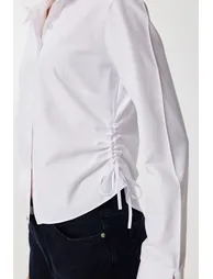 ISTANBUL Fitted Poplin Shirt with Gathering Detail - 3