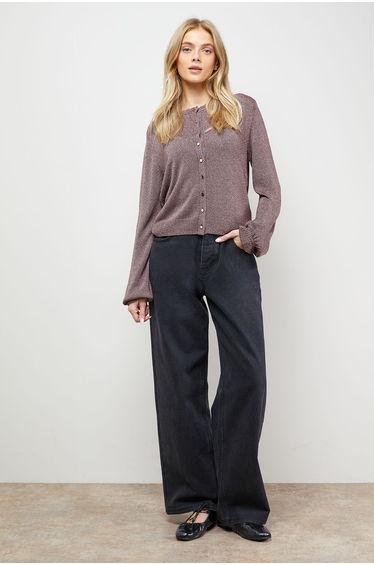 Scallop Neck Button Down Cardigan