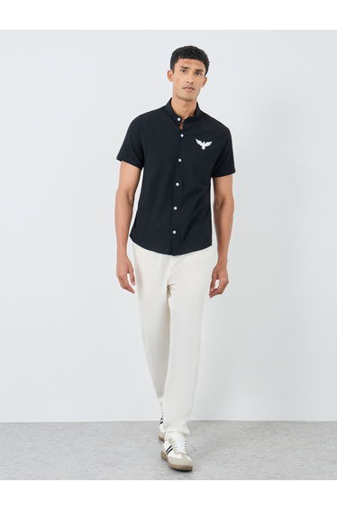Mandarin Collar Graphic Print Shirt