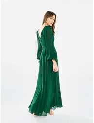 Women Pleated Chiffon Maxi Dress - 5