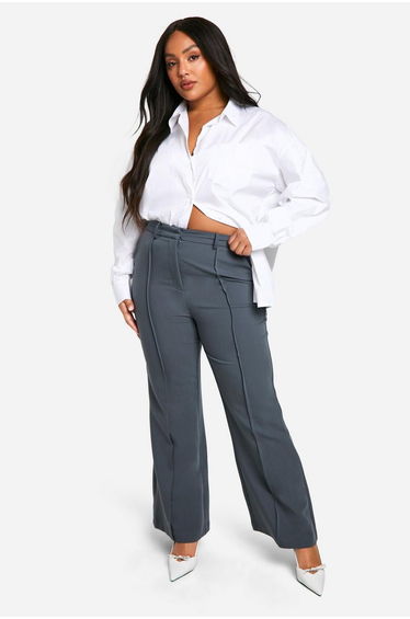PLUS FLARE LEG TAILORED TROUSER - charcoal