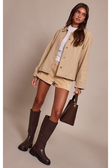 Sand Oversized Denim Shacket