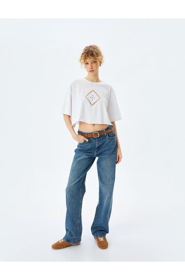 Embroidered Crop T-Shirt