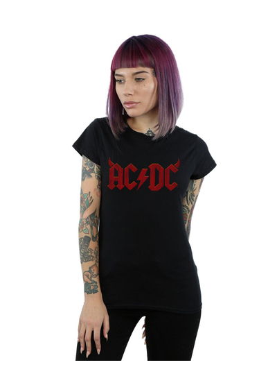 AC/DC Womens/Ladies Horns Logo Cotton T-Shirt - Black