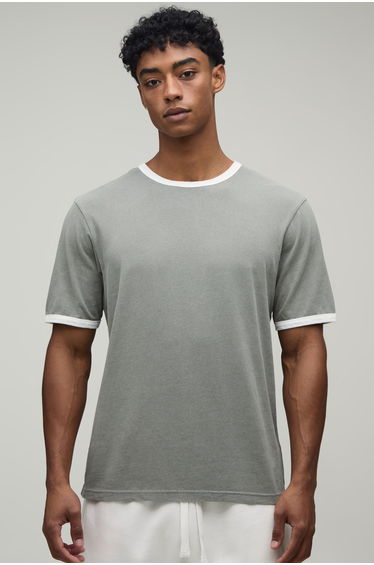 Regular Fit Vintage Wash Ringer T-Shirt - charcoal