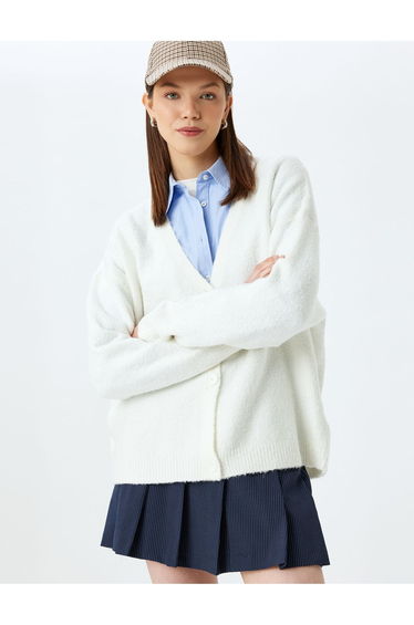 V-Neck Buttoned Long Sleeve Knitwear Cardigan