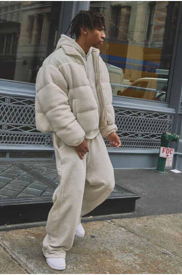 Wide Leg Man Heavyweight Joggers - ecru marl