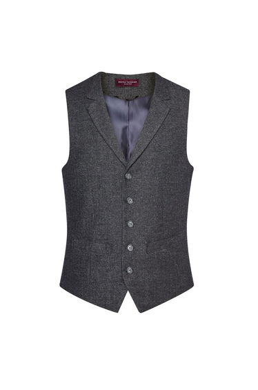 Brook Taverner Mens Memphis Waistcoat - Charcoal Herringbone Grey
